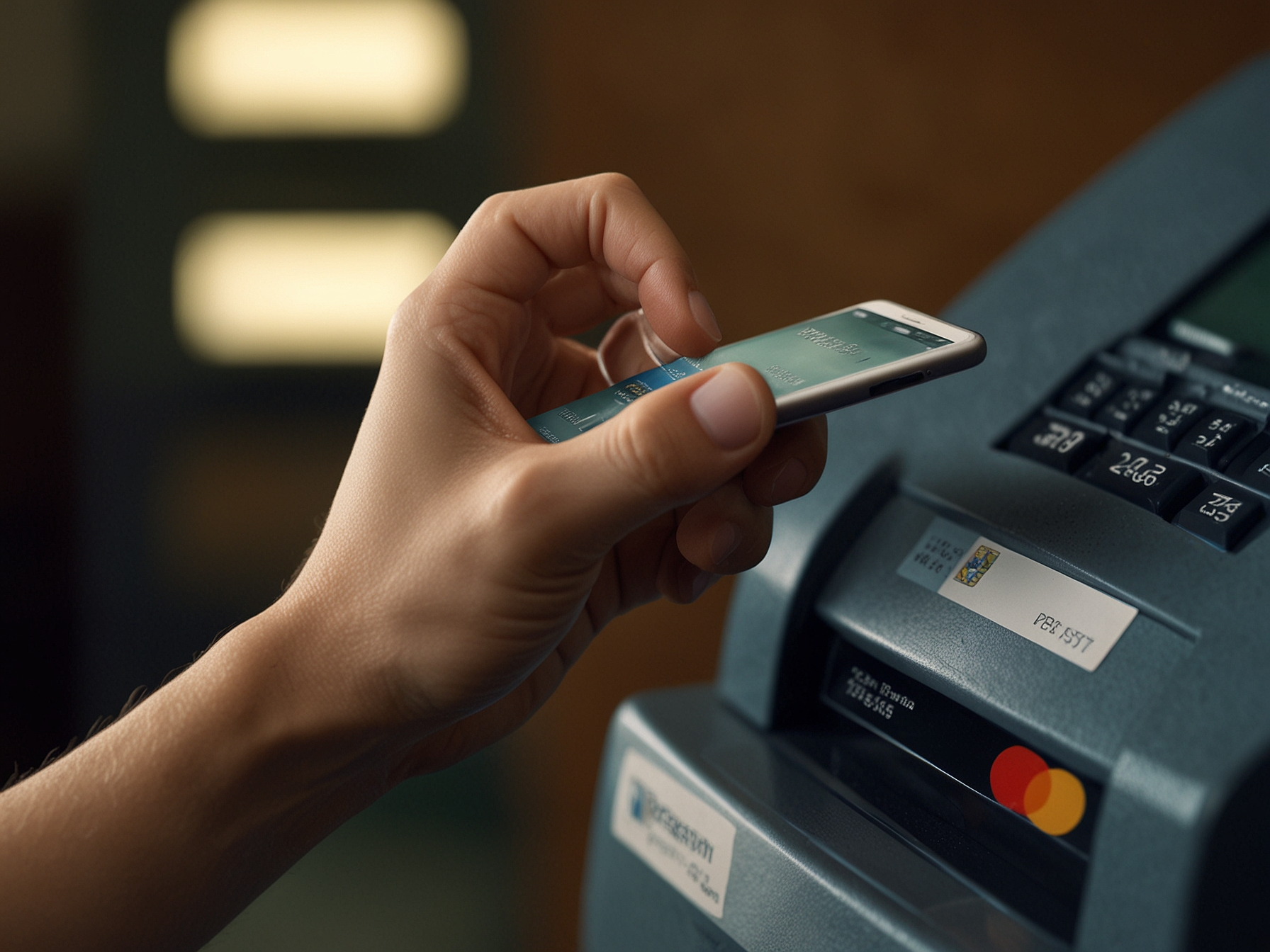 Proceso de depósito con teléfono y tarjeta